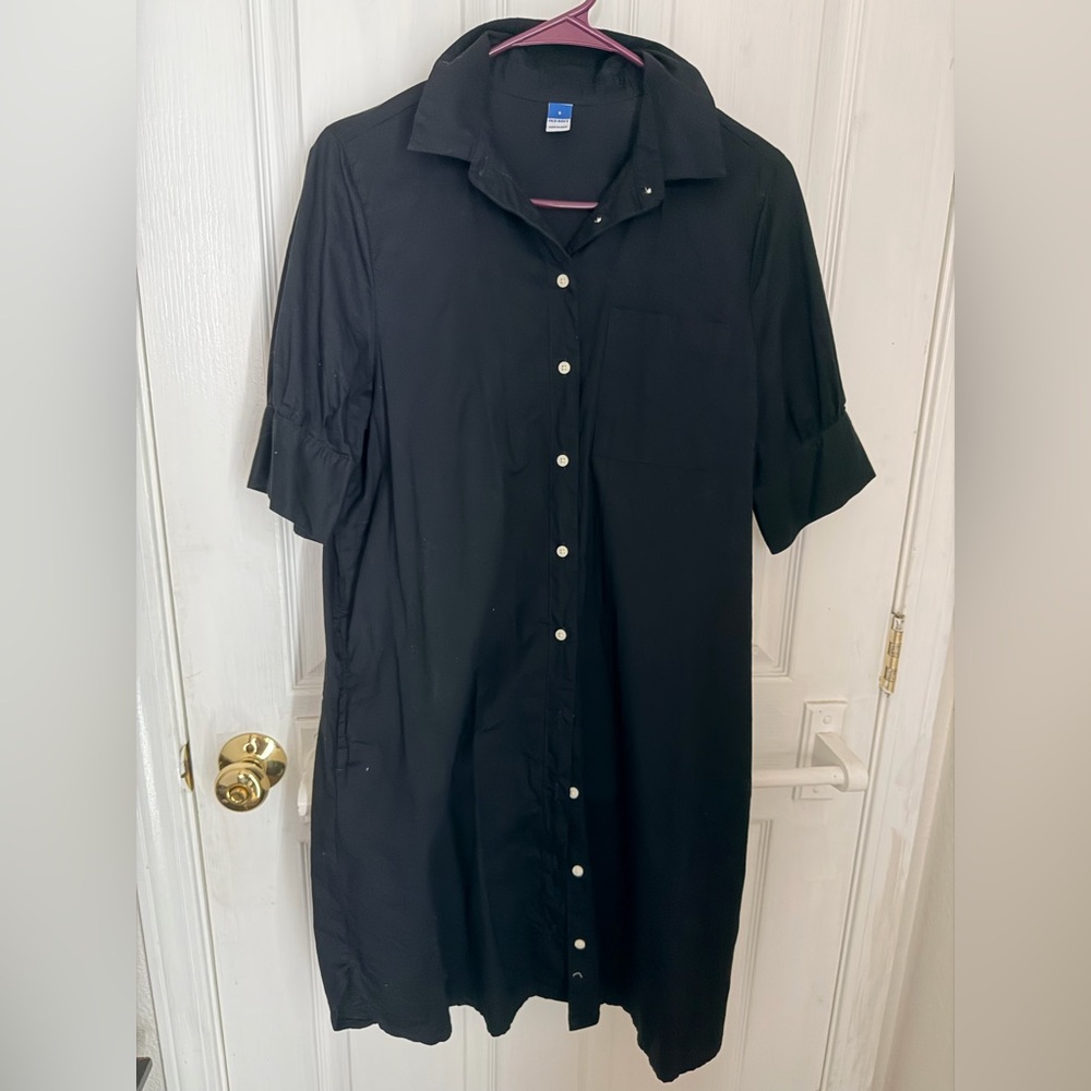 Black Button-Up Shirt Dress